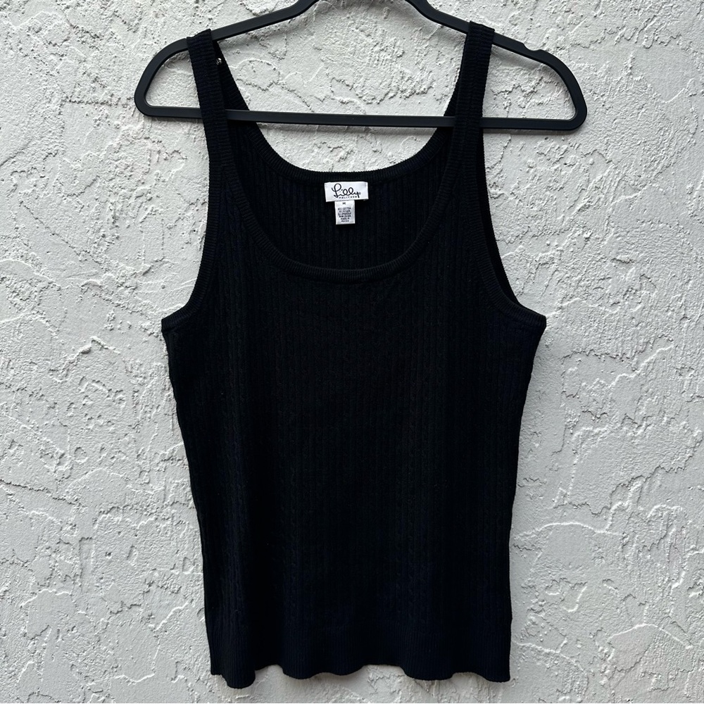 LILLY PULITZER‎ Tank Women Medium Cableknit Black Cotton Minimalist
